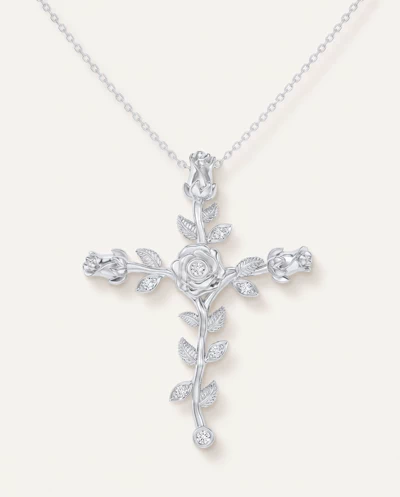 Rosebud Cross Lab Diamond Pendant