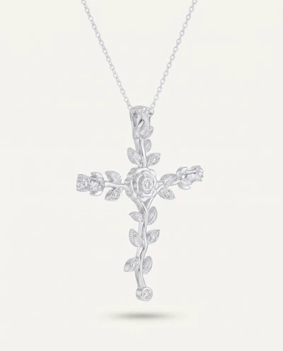 Rosebud Cross Lab Diamond Pendant