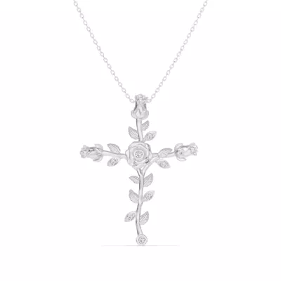 Rosebud Cross Diamond Pendant