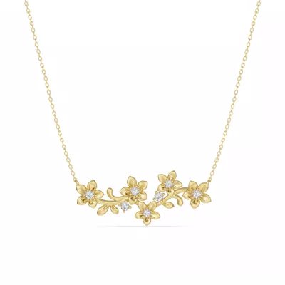 Blossom Lab Diamond Floral Silver Necklace