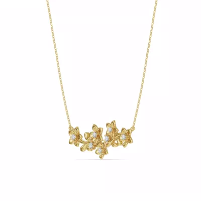 Blossom Lab Diamond Floral Silver Necklace
