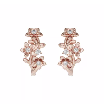 Blossom Lab Diamond Floral Hoop Earrings