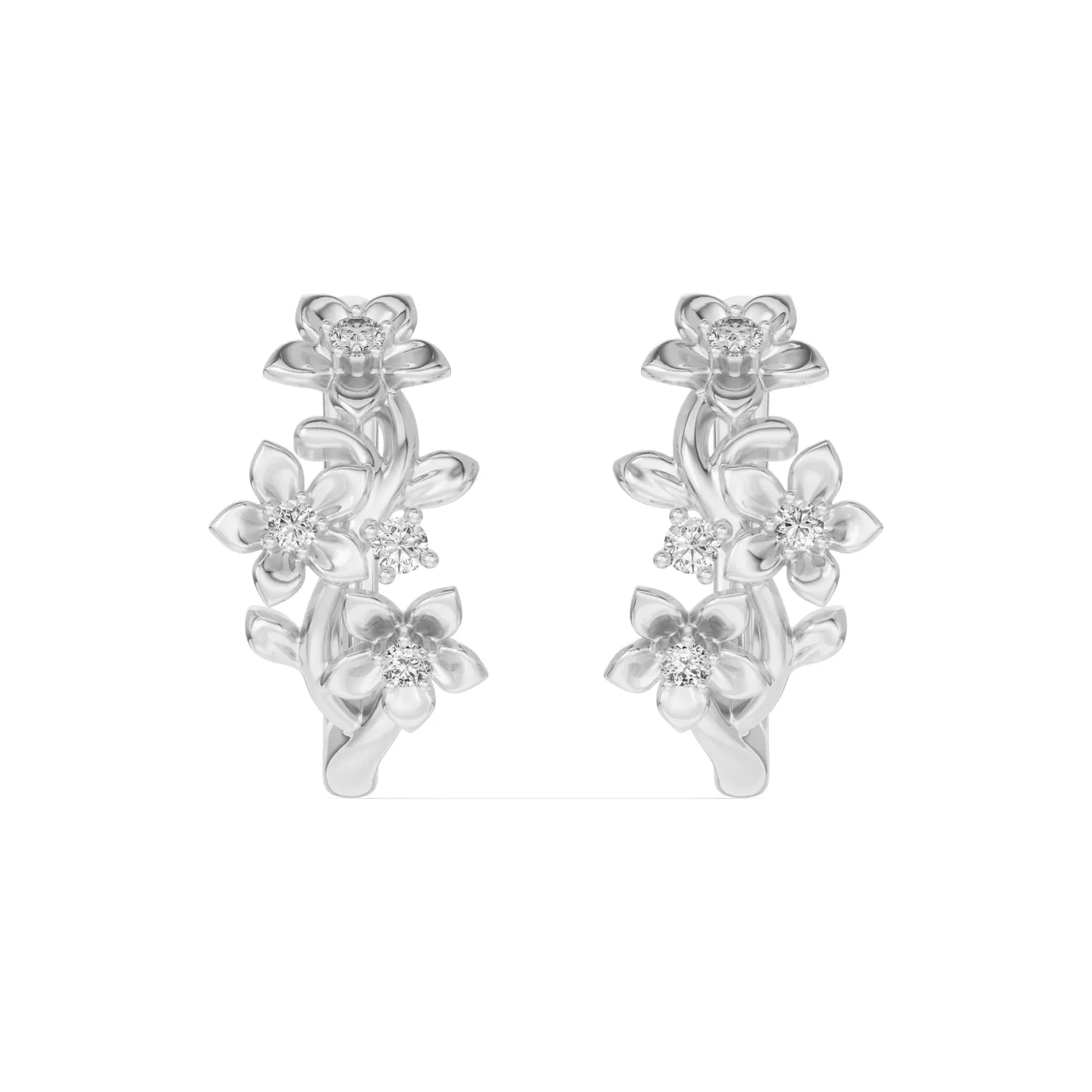 Nature-Inspired Design 14K White Gold Engagement Ring