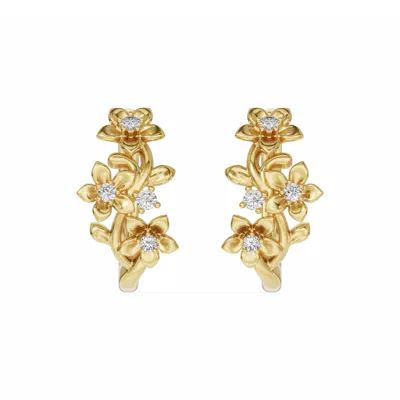 Blossom Lab Diamond Floral Hoop Earrings