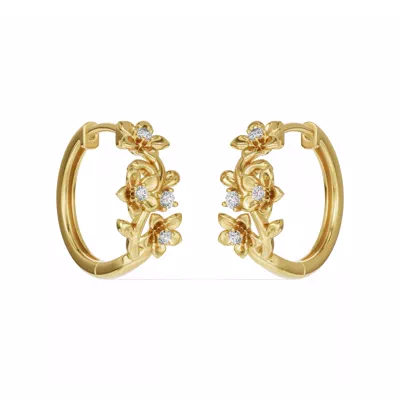 Blossom Lab Diamond Floral Hoop Earrings