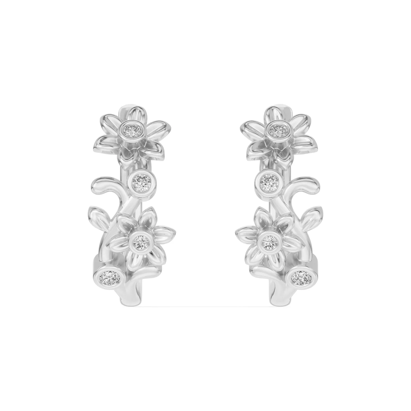Nature-Inspired Design 14K White Gold Engagement Ring