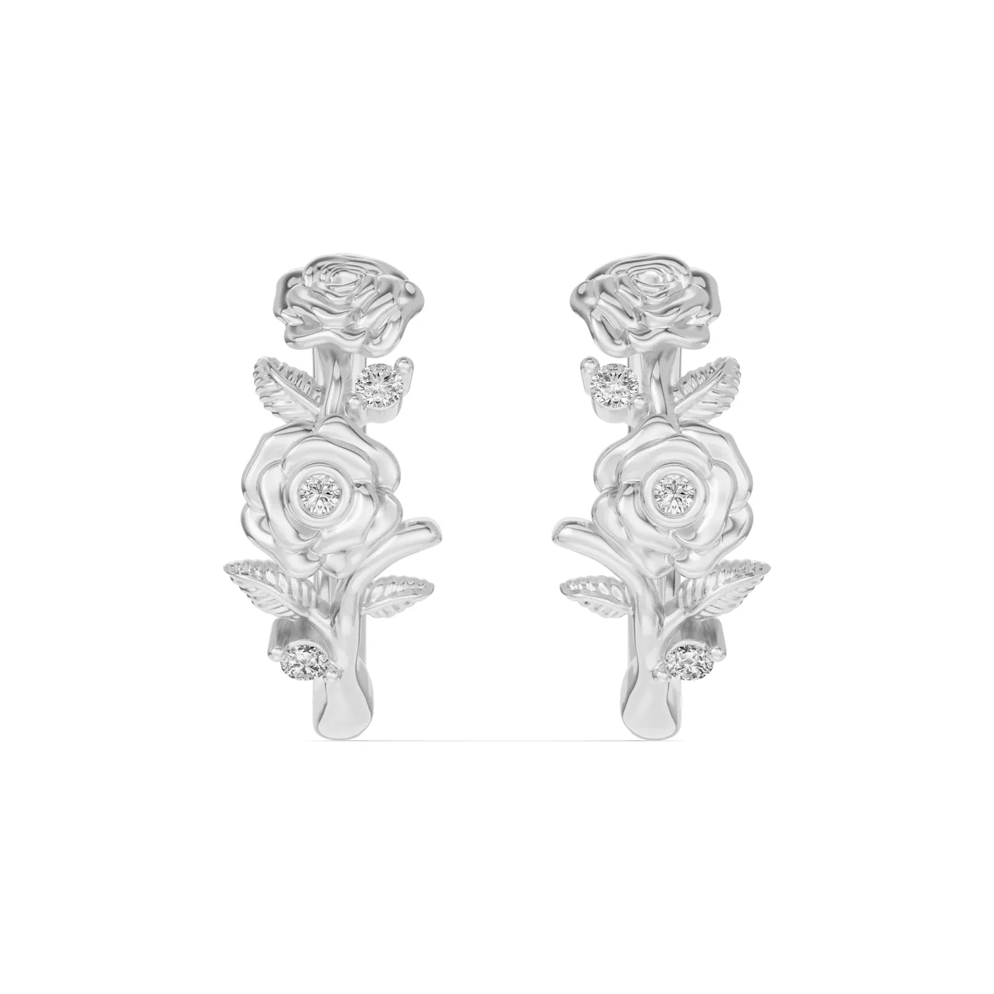 Nature-Inspired Design 14K White Gold Engagement Ring