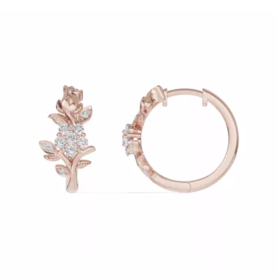 Rose Bud Diamond Hoop Earrings