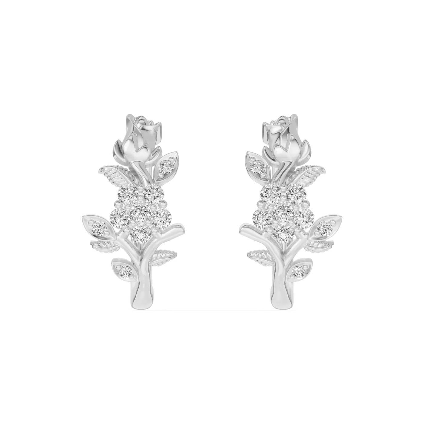 Nature-Inspired Design 14K White Gold Engagement Ring