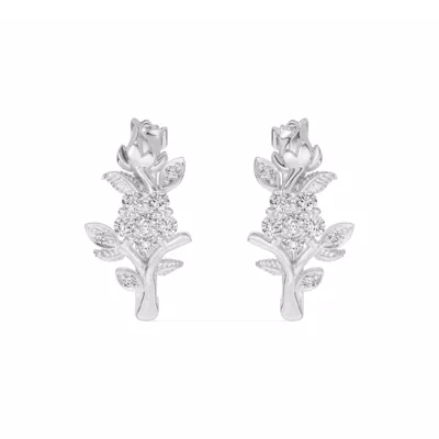 Rose Bud Diamond Hoop Earrings