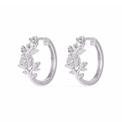 Rose Bud Diamond Hoop Earrings