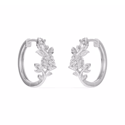 Rose Bud Diamond Hoop Earrings