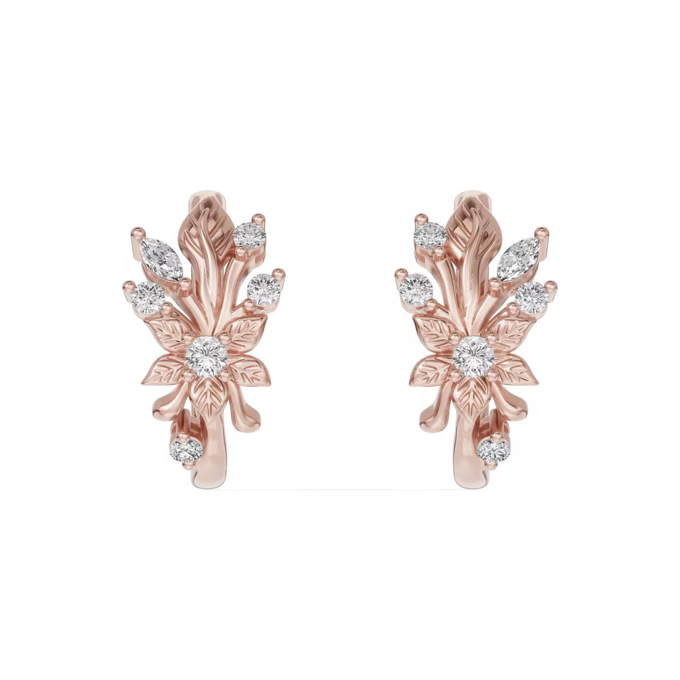 Nature-Inspired Design 14K Rose Gold Engagement Ring