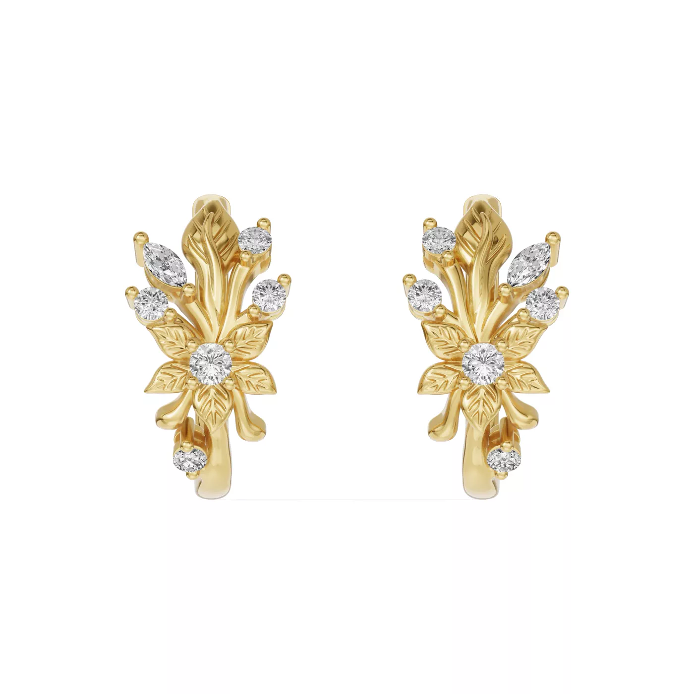 Nature-Inspired Design 14K Yellow Gold Engagement Ring
