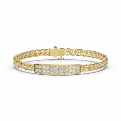 Pavé Cuban Link Panel Diamond Bracelet