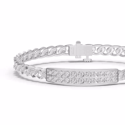 Pavé Cuban Link Panel Diamond Bracelet