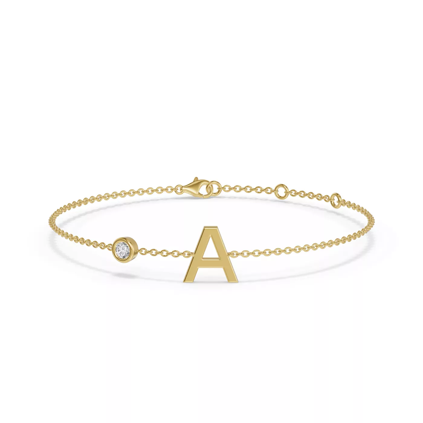 Wrist-Level Initial 14K Yellow Gold Engagement Ring