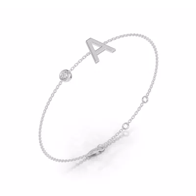Bezel Lab Diamond Gold Initial Bracelet - A