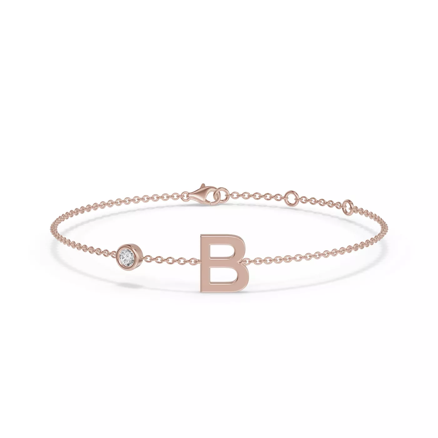 Wrist-Level Initial 14K Rose Gold Engagement Ring
