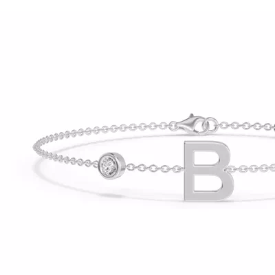 Bezel Lab Diamond Gold Initial Bracelet - B