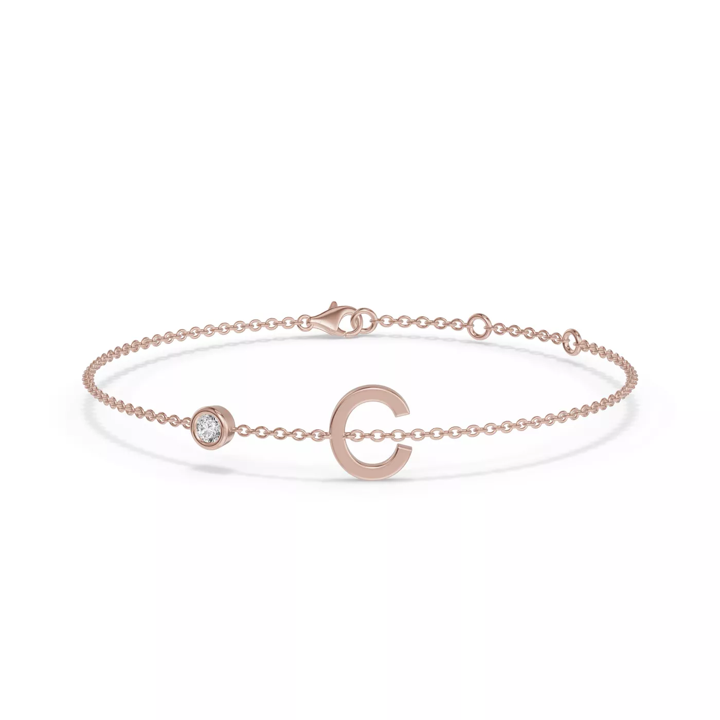 Wrist-Level Initial 14K Rose Gold Engagement Ring