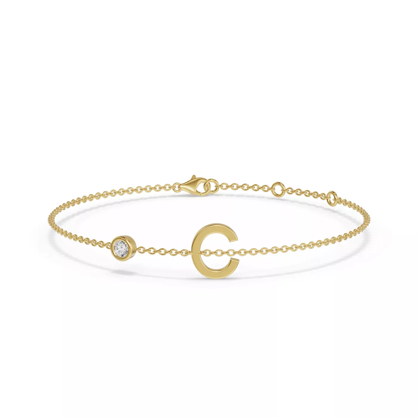 Wrist-Level Initial 14K Yellow Gold Engagement Ring