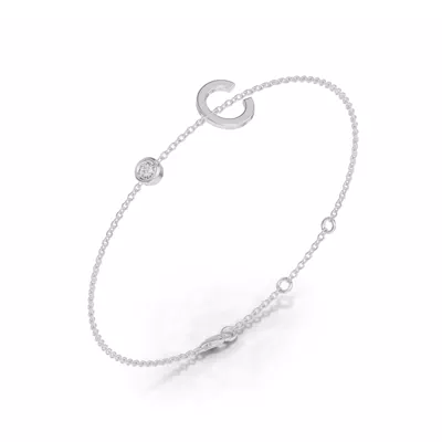 Bezel Diamond Gold Initial Bracelet - C