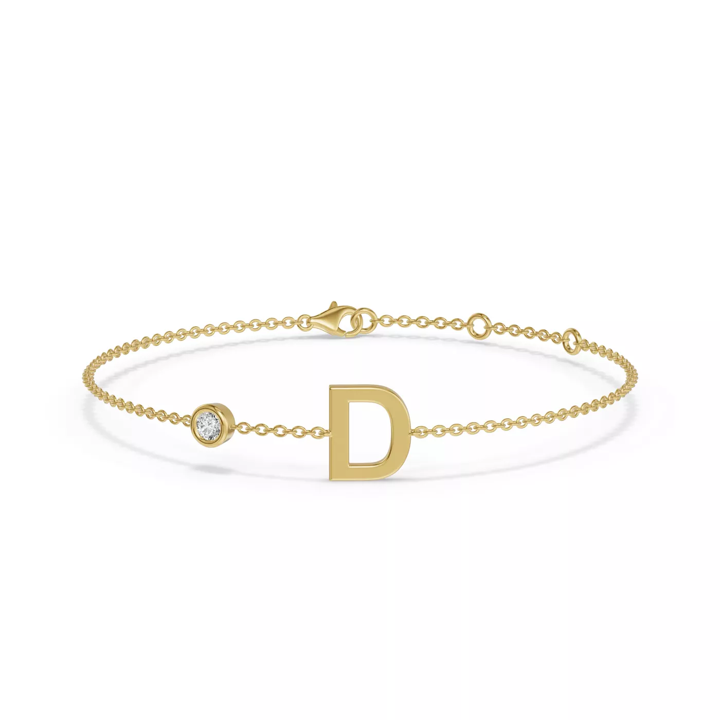 Wrist-Level Initial 14K Yellow Gold Engagement Ring