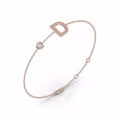 Bezel Diamond Gold Initial Bracelet - D