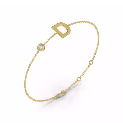 Bezel Lab Diamond Gold Initial Bracelet - D