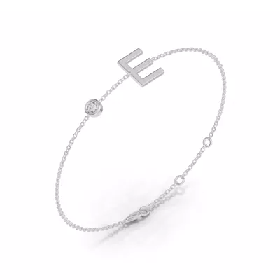 Bezel Lab Diamond Gold Initial Bracelet - E