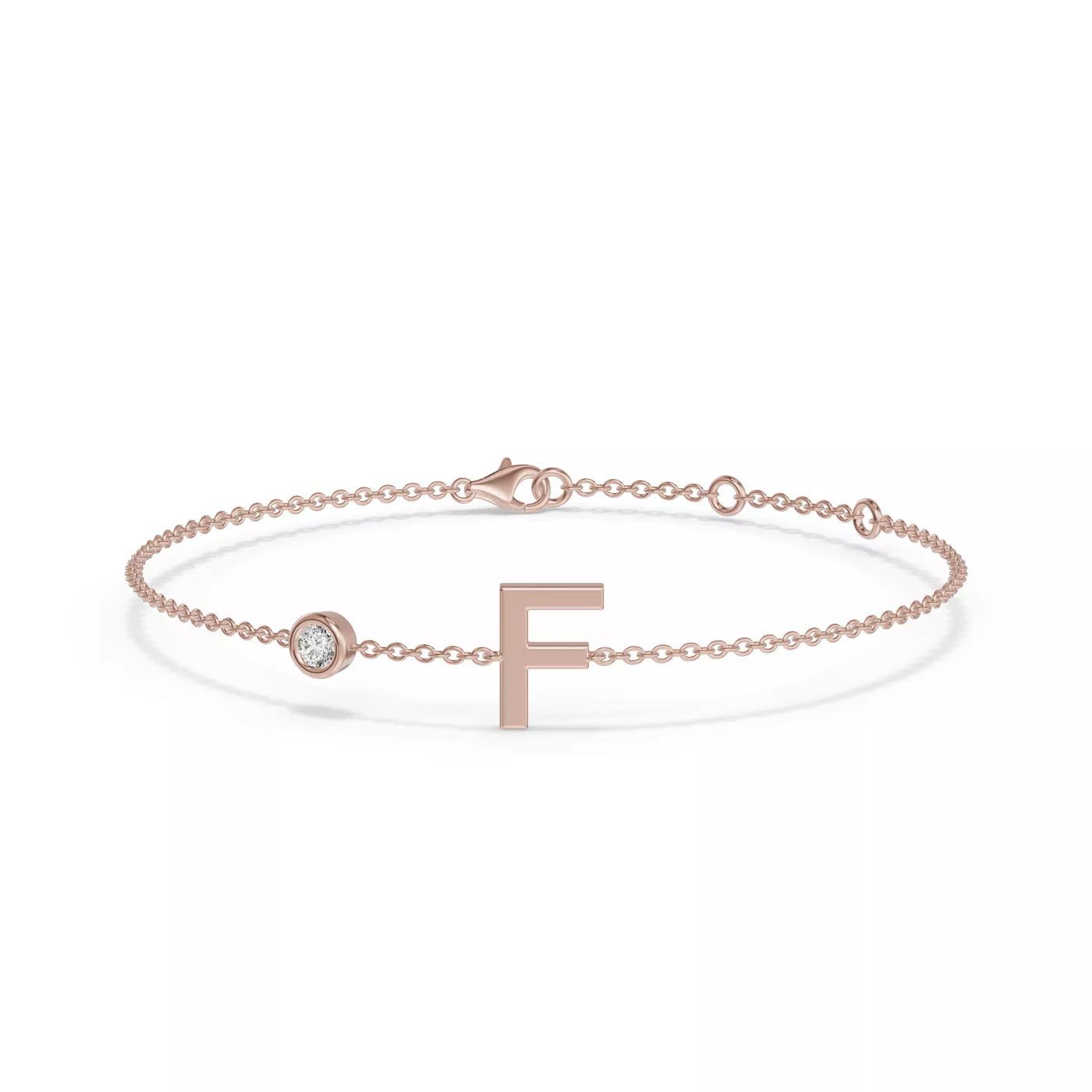 Wrist-Level Initial 14K Rose Gold Engagement Ring