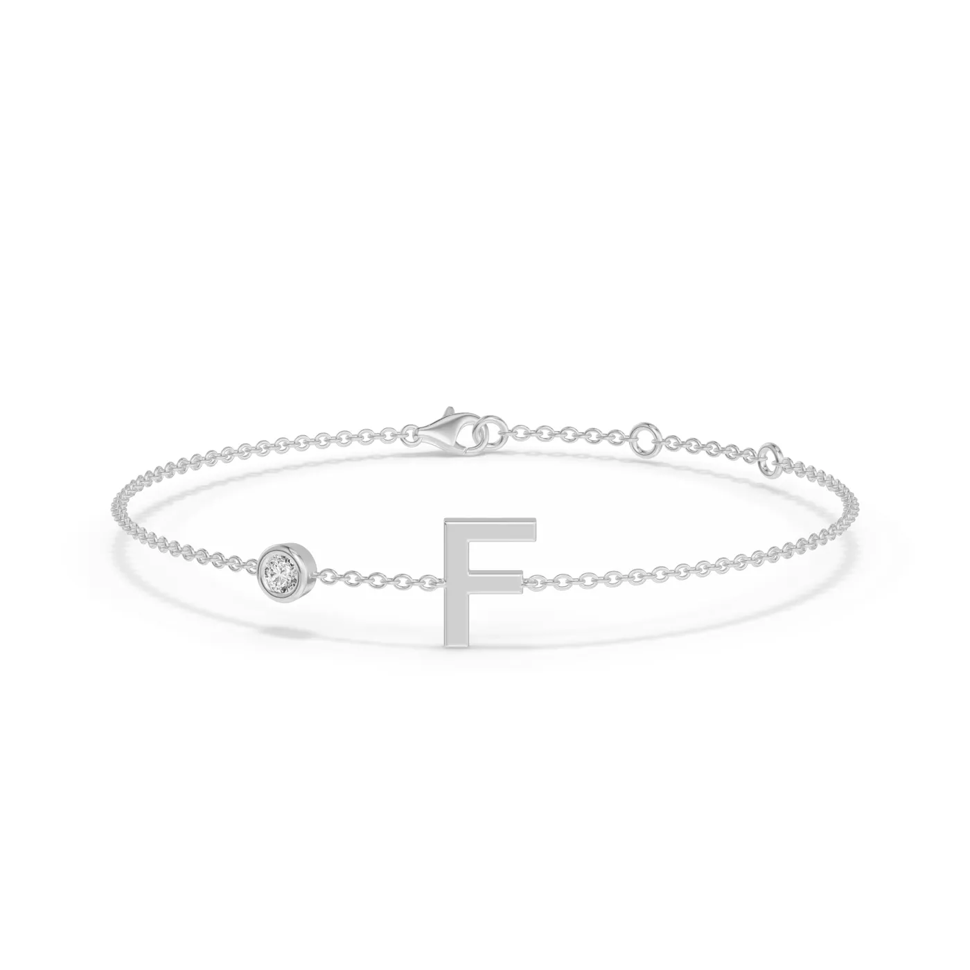 Wrist-Level Initial 14K White Gold Engagement Ring