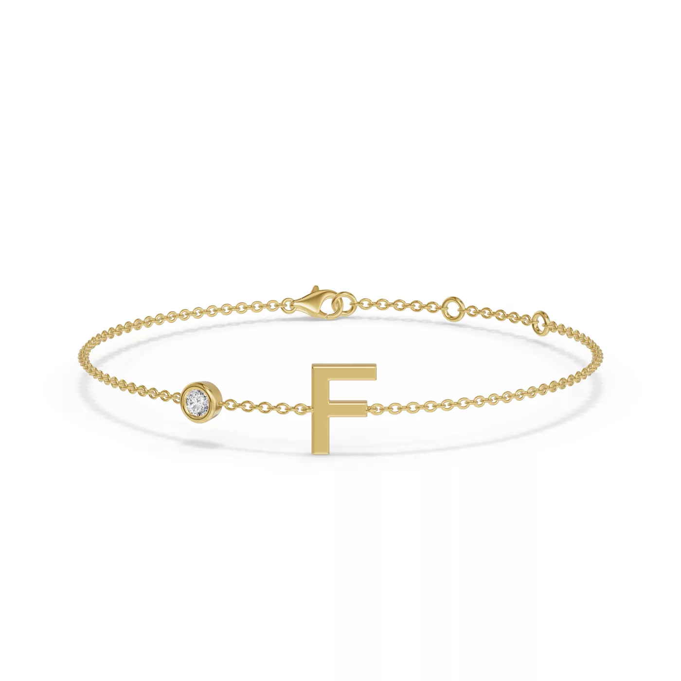 Wrist-Level Initial 14K Yellow Gold Engagement Ring