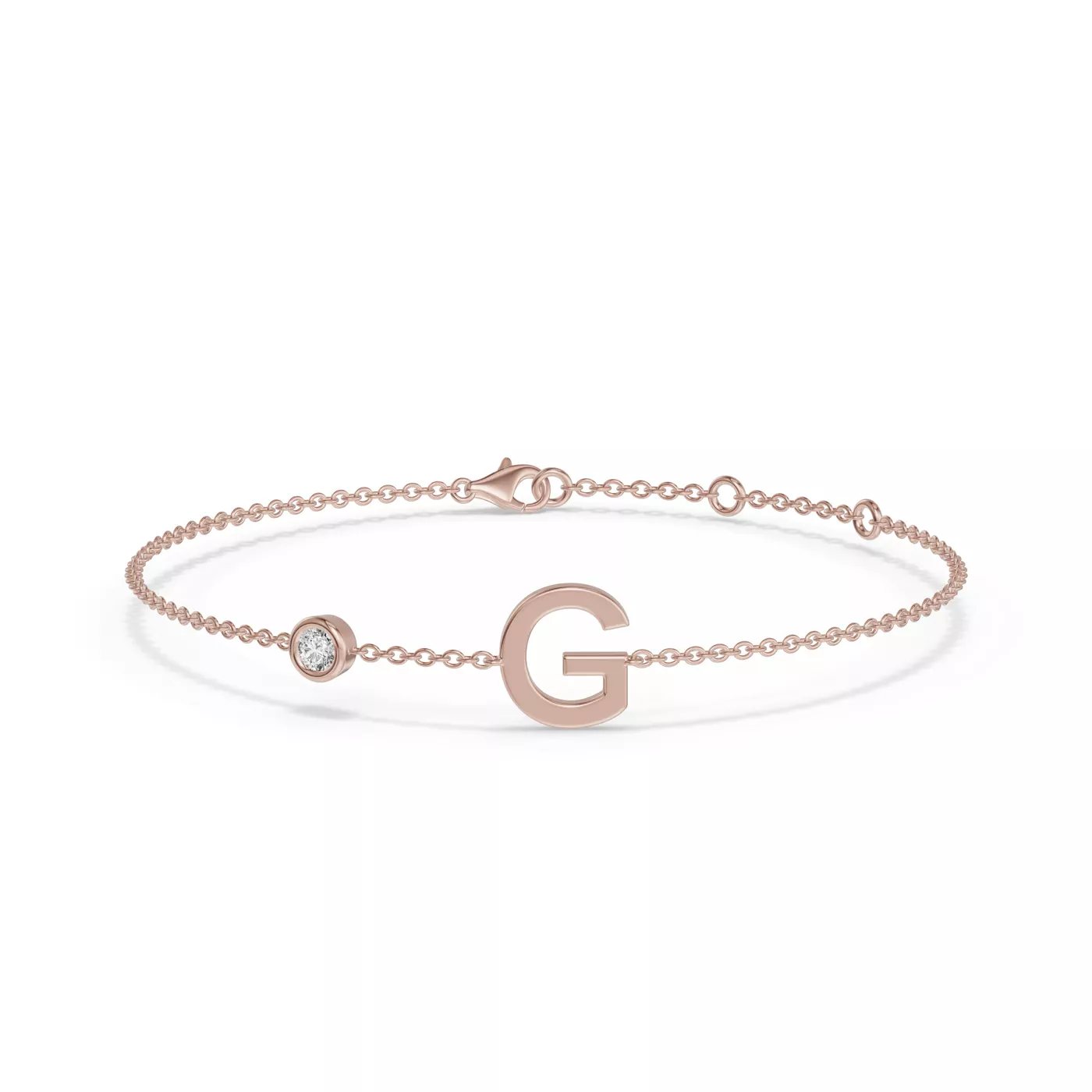 Wrist-Level Initial 14K Rose Gold Engagement Ring