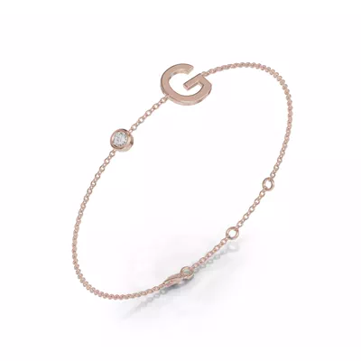 Bezel Lab Diamond Gold Initial Bracelet - G
