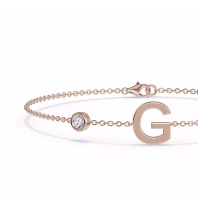 Bezel Lab Diamond Gold Initial Bracelet - G