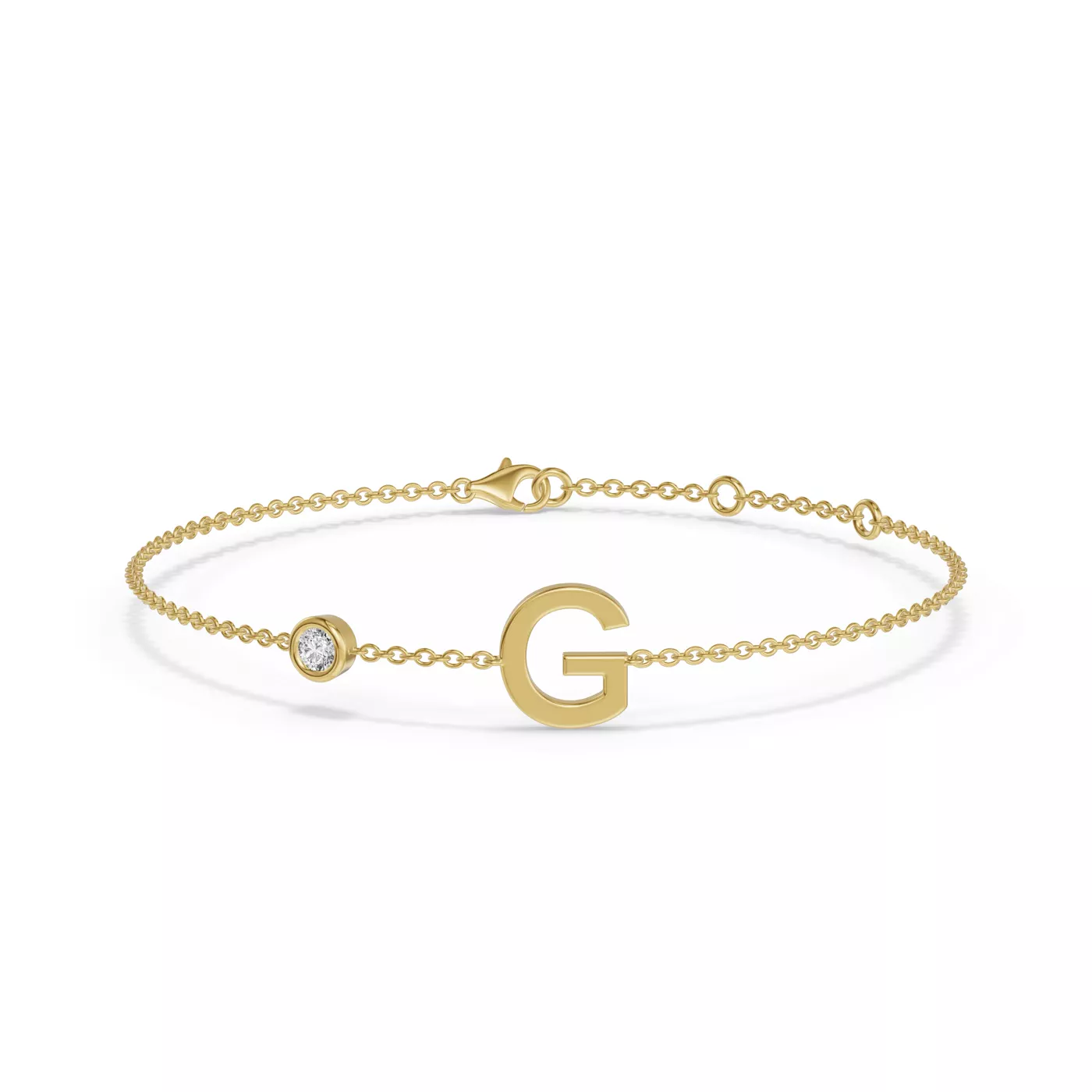 Wrist-Level Initial 14K Yellow Gold Engagement Ring