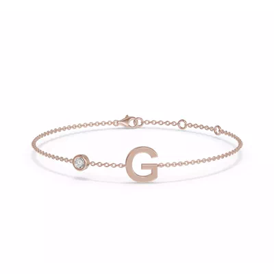 Bezel Lab Diamond Gold Initial Bracelet - G