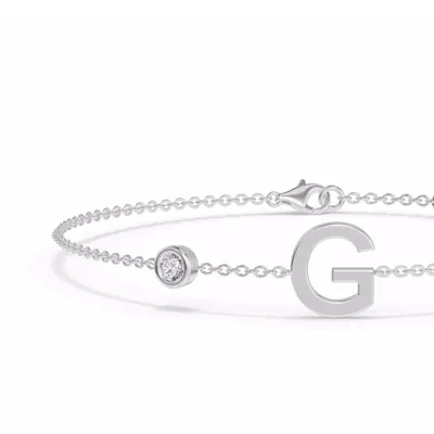 Bezel Lab Diamond Gold Initial Bracelet - G