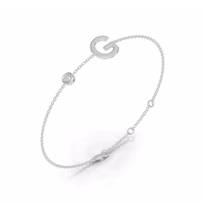 Bezel Diamond Gold Initial Bracelet - G