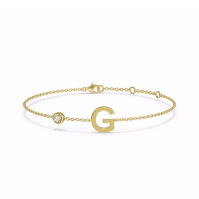 Bezel Lab Diamond Gold Initial Bracelet - G