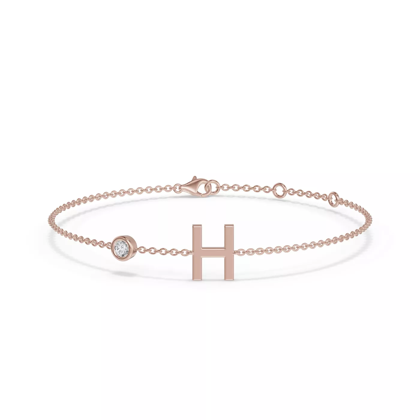 Wrist-Level Initial 14K Rose Gold Engagement Ring