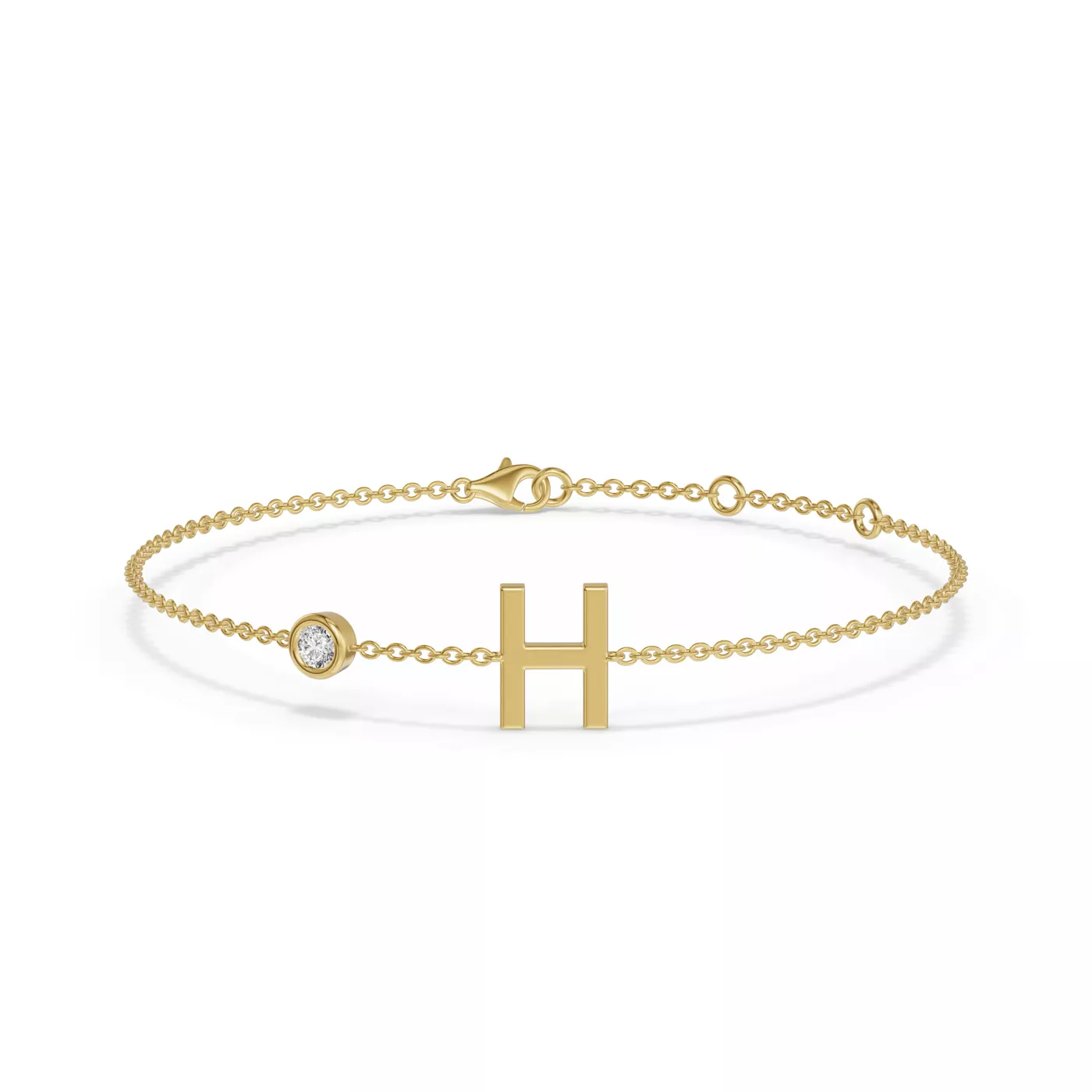 Wrist-Level Initial 14K Yellow Gold Engagement Ring