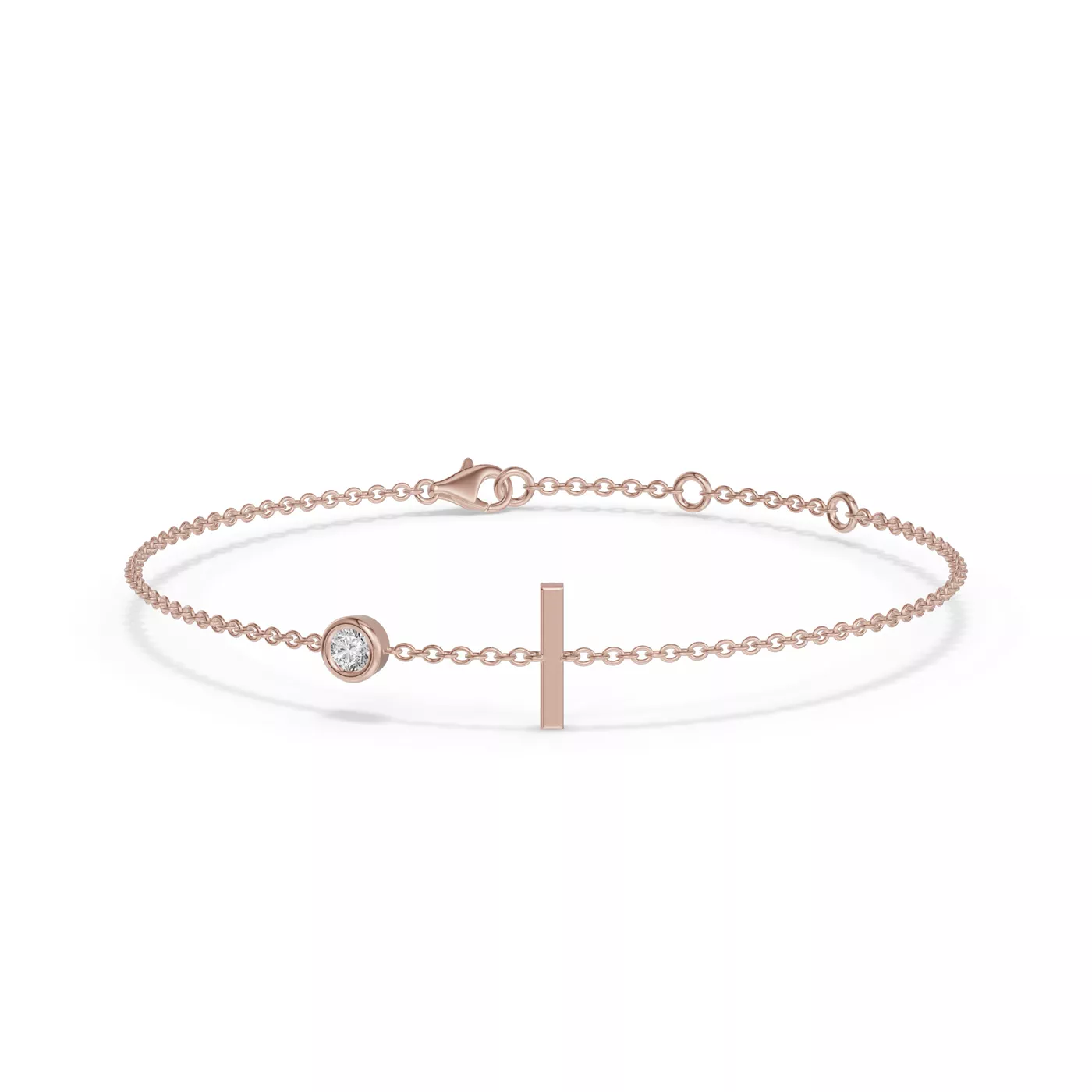 Wrist-Level Initial 14K Rose Gold Engagement Ring