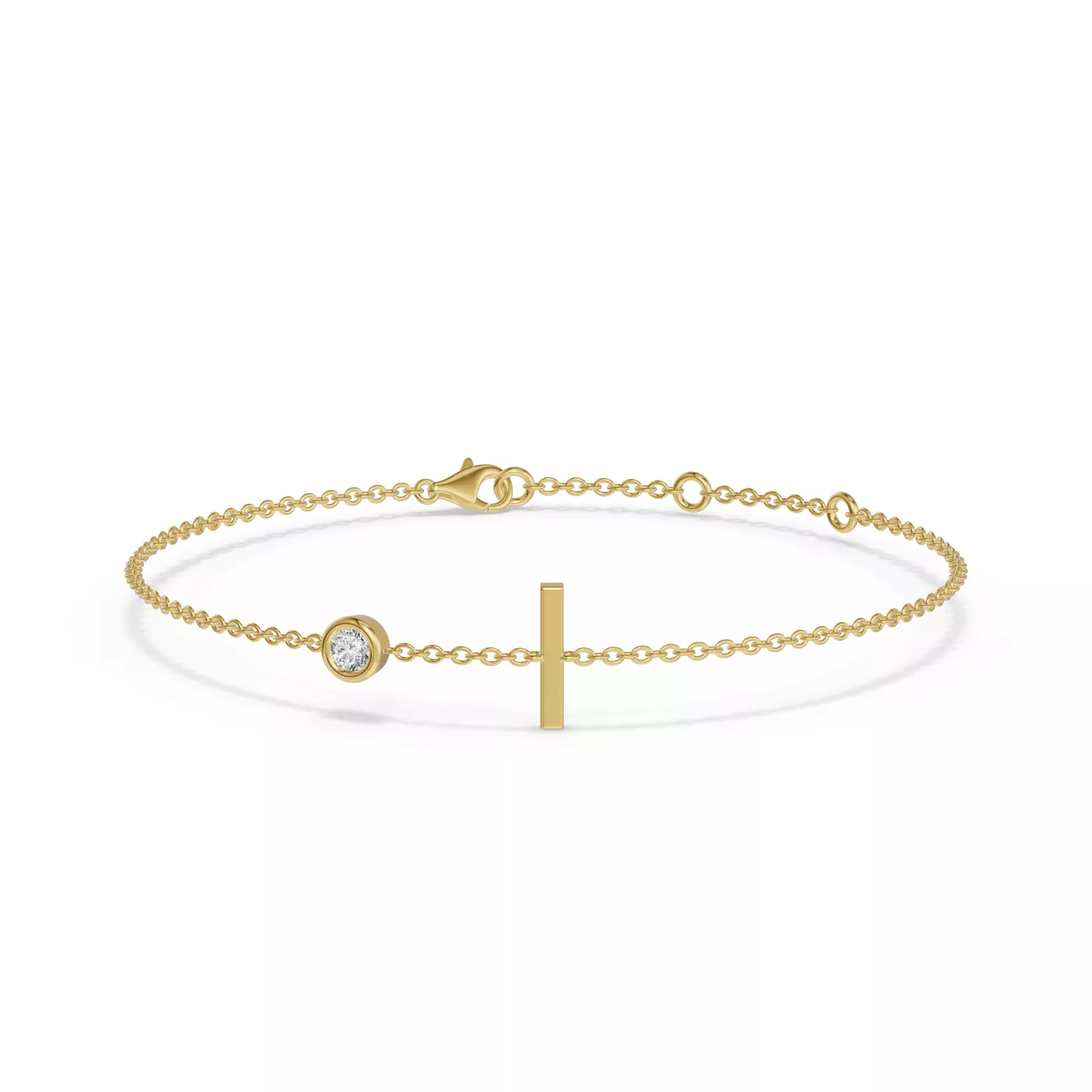 Wrist-Level Initial 14K Yellow Gold Engagement Ring