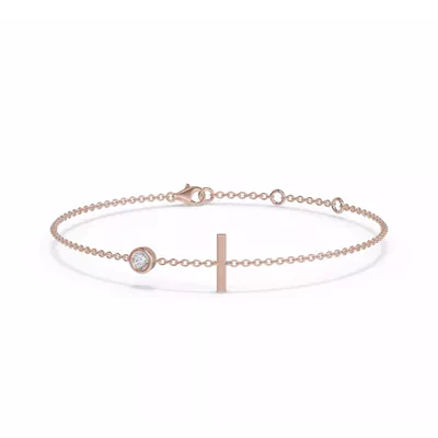 Bezel Lab Diamond Gold Initial Bracelet - I
