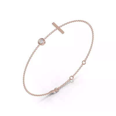 Bezel Diamond Gold Initial Bracelet - I