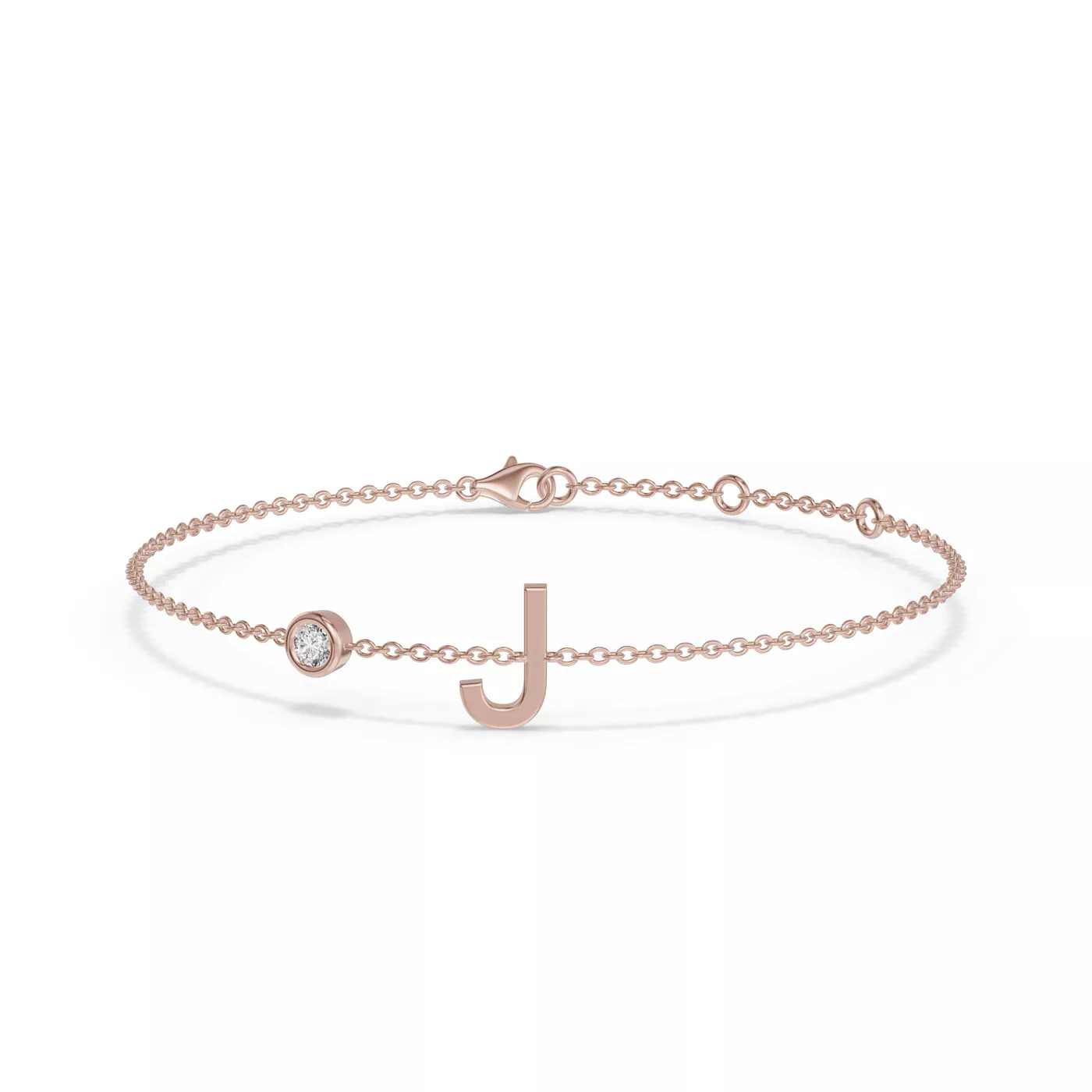 Wrist-Level Initial 14K Rose Gold Engagement Ring