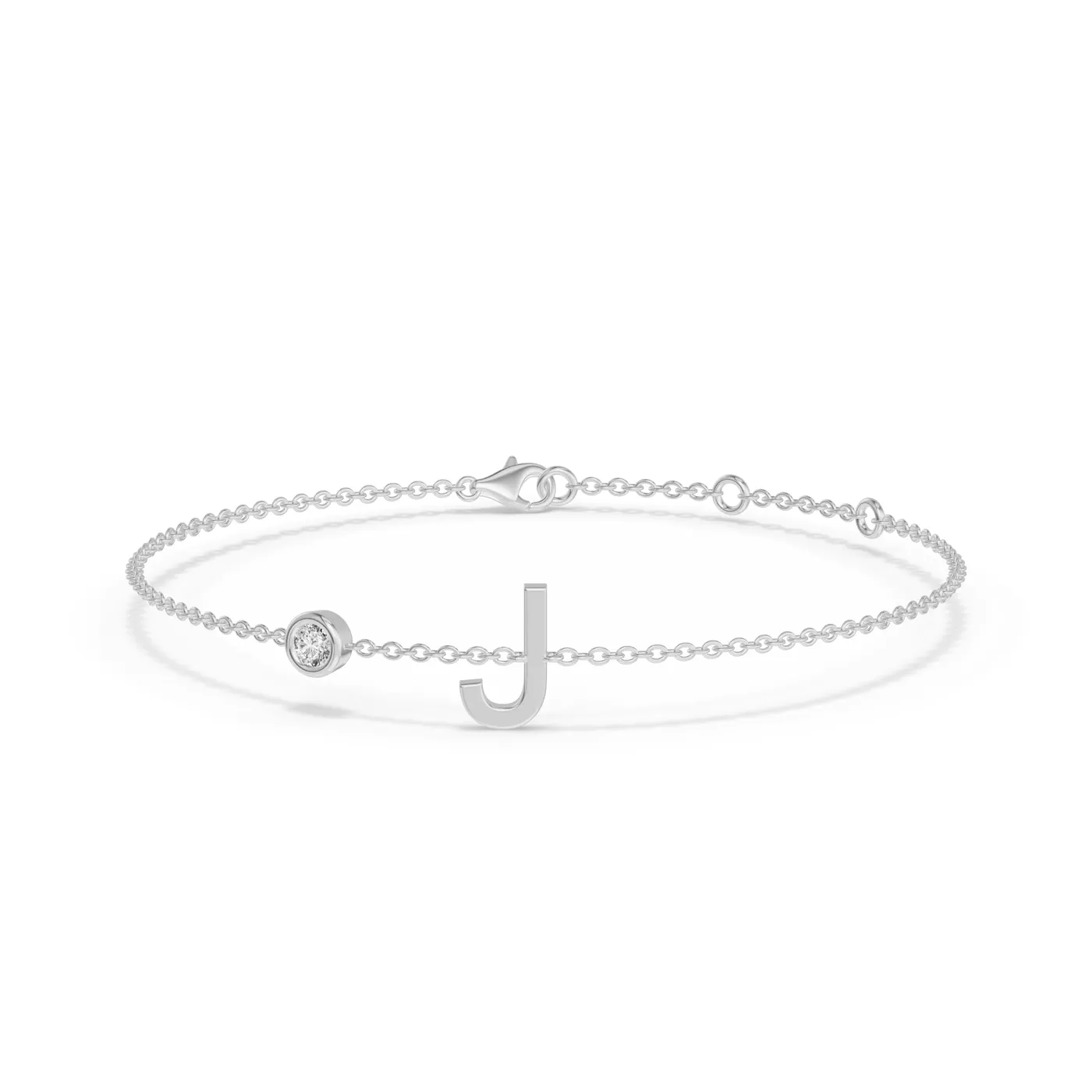 Wrist-Level Initial 14K White Gold Engagement Ring